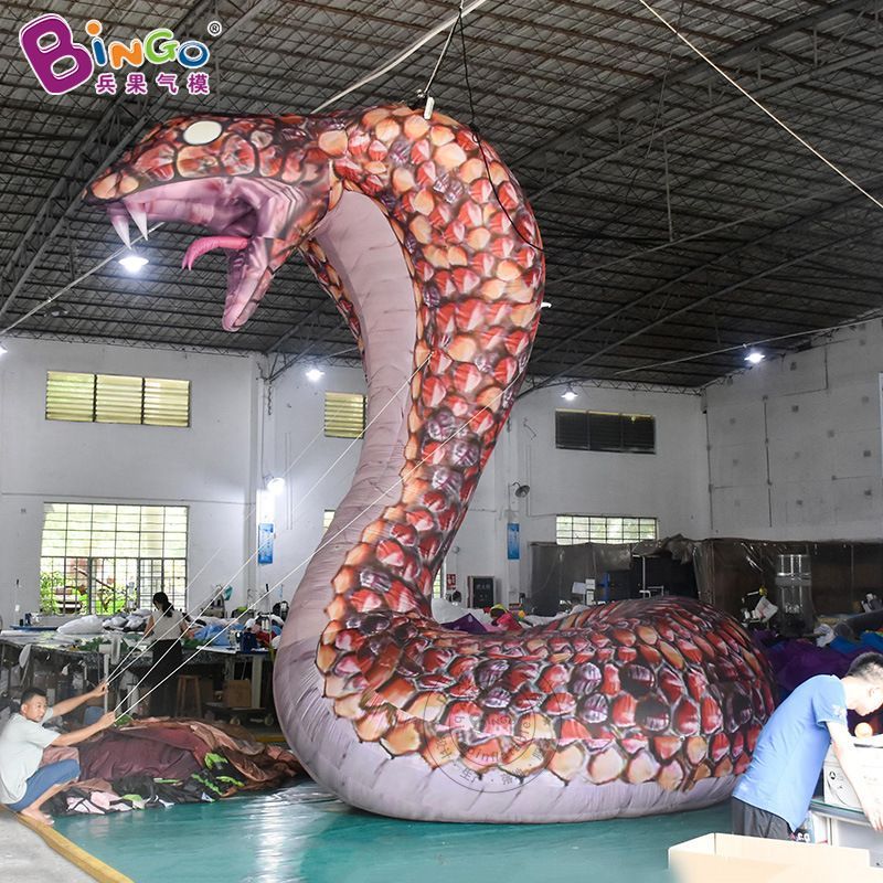 6m height (20ft) with blower Simulated inflatable cobra gas model, wild animal cobra stage layout, interactive decoration, inflatable model