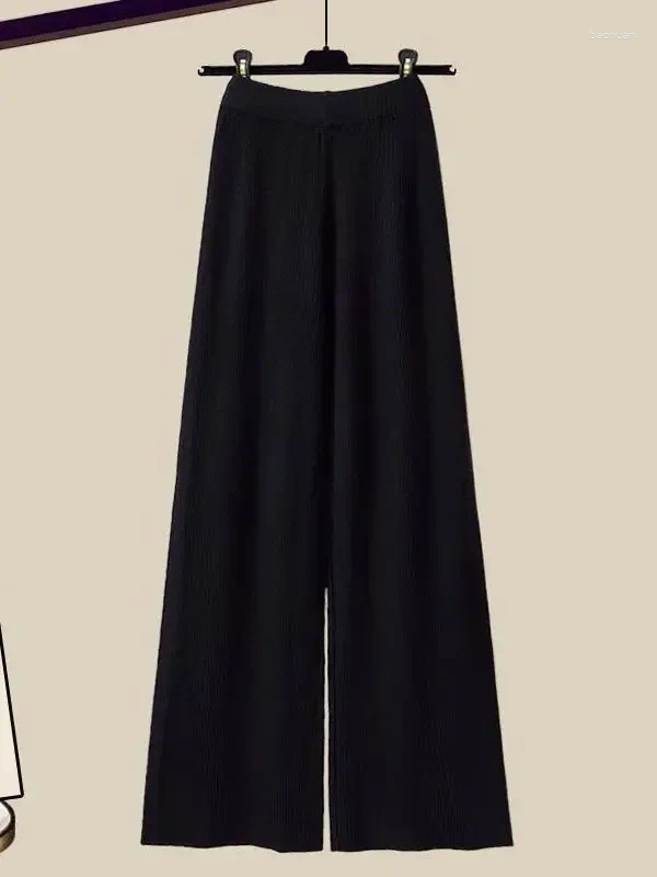 Womens Tracksuits Winter 3 Piece Sets Womens Outfit Office Ladies Elegant Irregular Knitted Sweater Shirt Wide Leg Pants Set Women Clothing