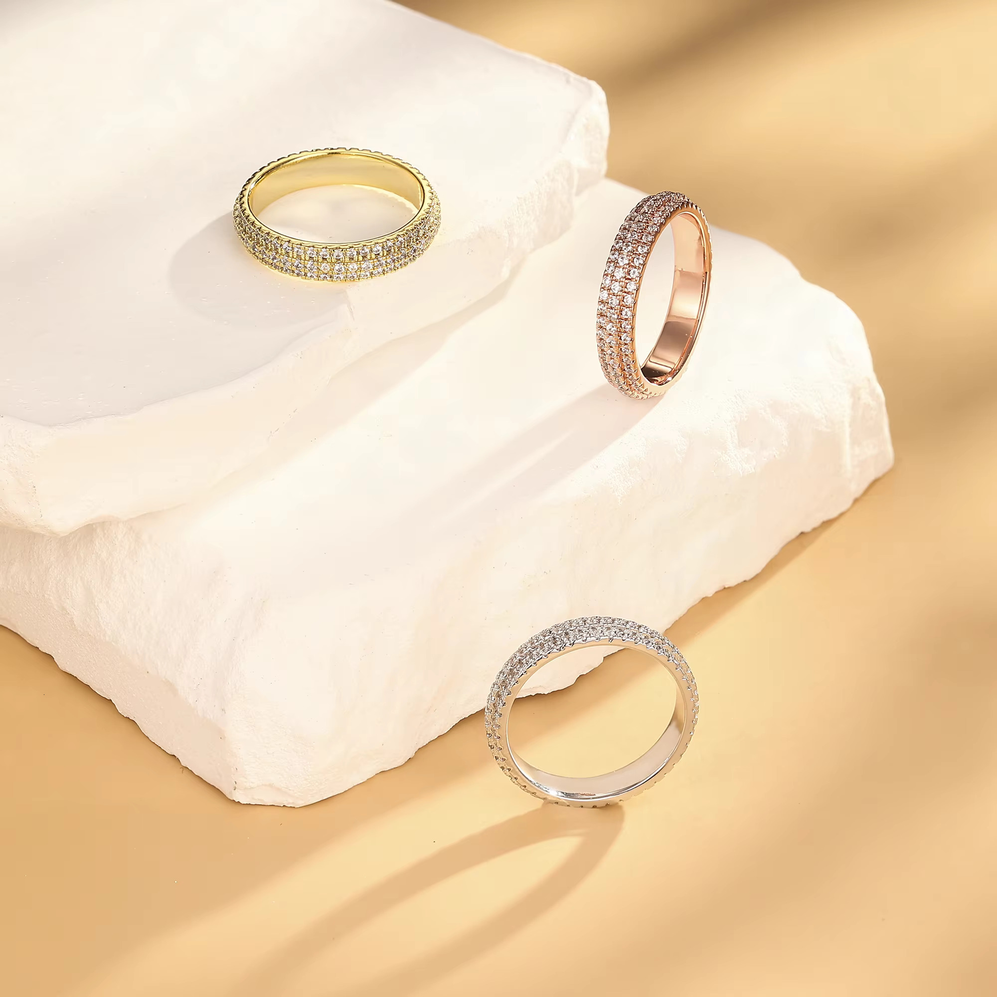 Classic Silver Plated Brass Moissanite Rings for Various Occasions Including Parties and Dates for Anniversary Gifts