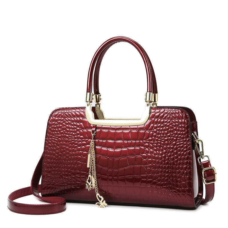 Women's Bags handbag Ladies' handbag fashionable and high-end crocodile pattern shoulder new hot selling patent leather crossbody bag, large
