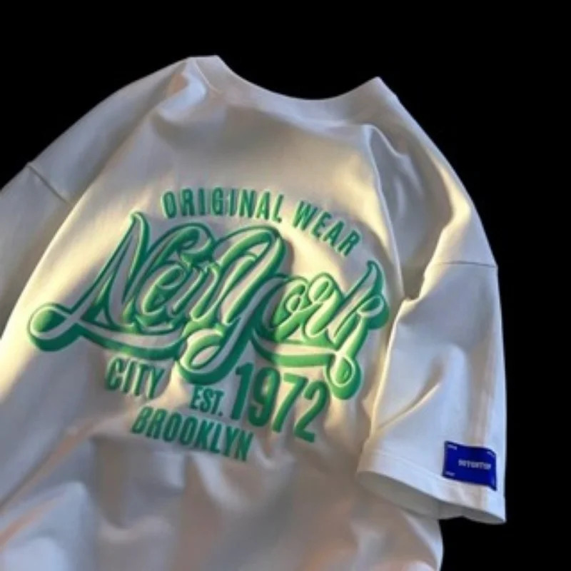 8XL Korean loose accessories fashionable American retro letter Tshirt soft casual men multifunctional couple set 250312