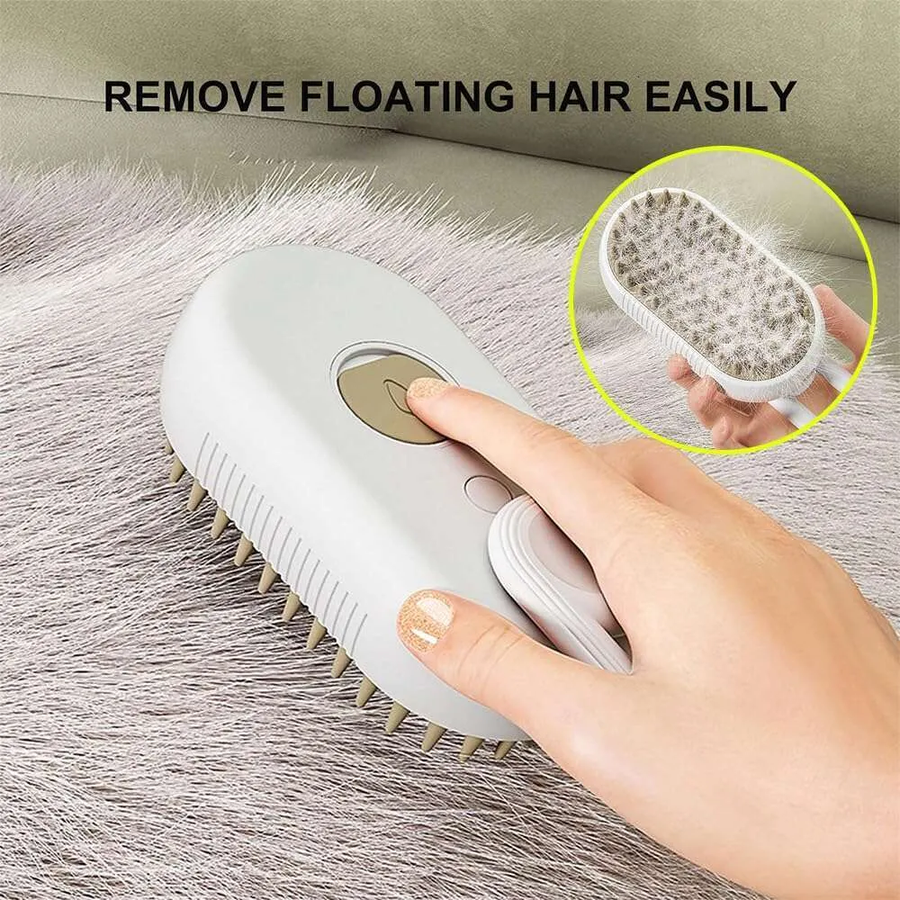 3-in-1 Pet Steam Groomer Comb for Cats & Dogs Light Coffee - Colored Steam - Powered Cat Steam Brush for Effective