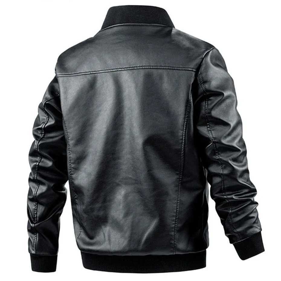 Plus Size 6XL 7XL PU Jacket Men Faux Leather Coat Casual Motorcycle Biker Coat Solid Color Leather Jackets Male Big Size 6XL 7XLT250311