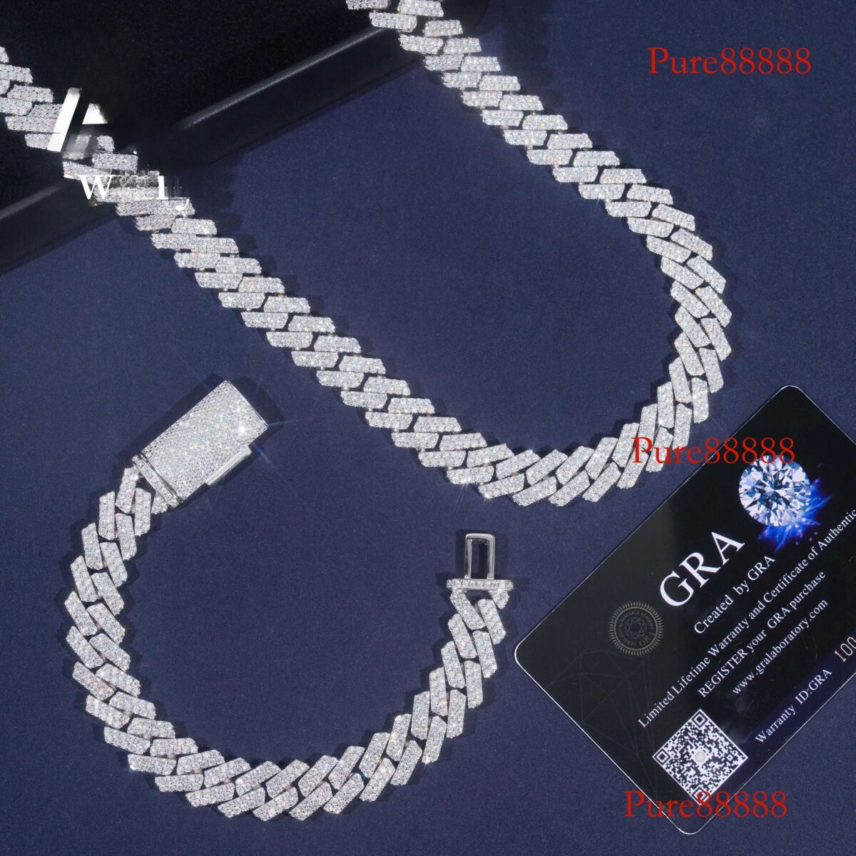 Iced out Miami hip hop jewelry moissanite dia k chain 13mm s cuban necklace bracelet