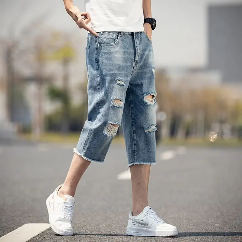 Summer casual shorts mens Jean beach Demin Trouser Hombre streetwear fashion loose Plus size D20 250312