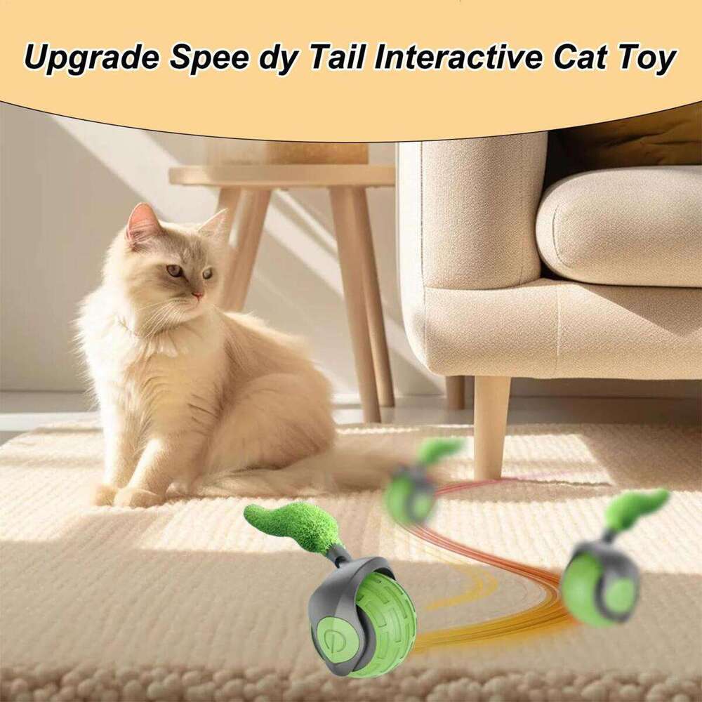 DHpet Speedy Tail 2.0 Interactive Cat Toy: Automatic Moving Smart Ball with Replacement Tail - Ideal for Indoor Cats, Safe & Engaging