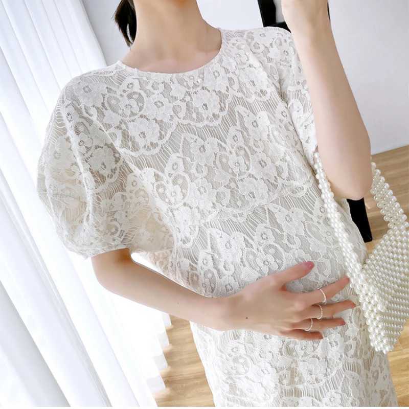 2024 Summer Maternity Lace Dress Sweet Button Fly Good Quality Pregnant Woman Wedding Dress Elegant Pregnancy Party Dress CuteT250311