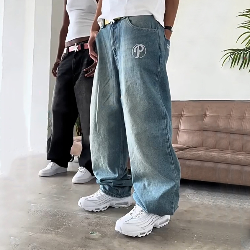 Mens Jeans Baggy Casual pants womens designer Wide Leg Men Street shorts Retro Hip Hop Print Trend Fashion Black High-waist Jean Y2k Clothing CSG2406242-12