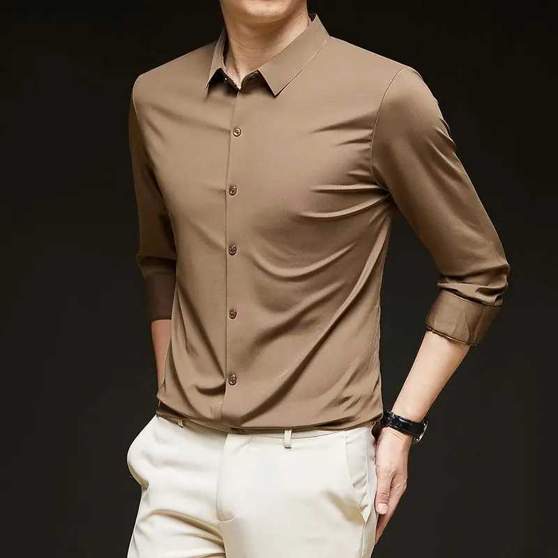 Mens spring summer autumn and winter collar solid color button long sleeved cardigan casual formal retro top W250312