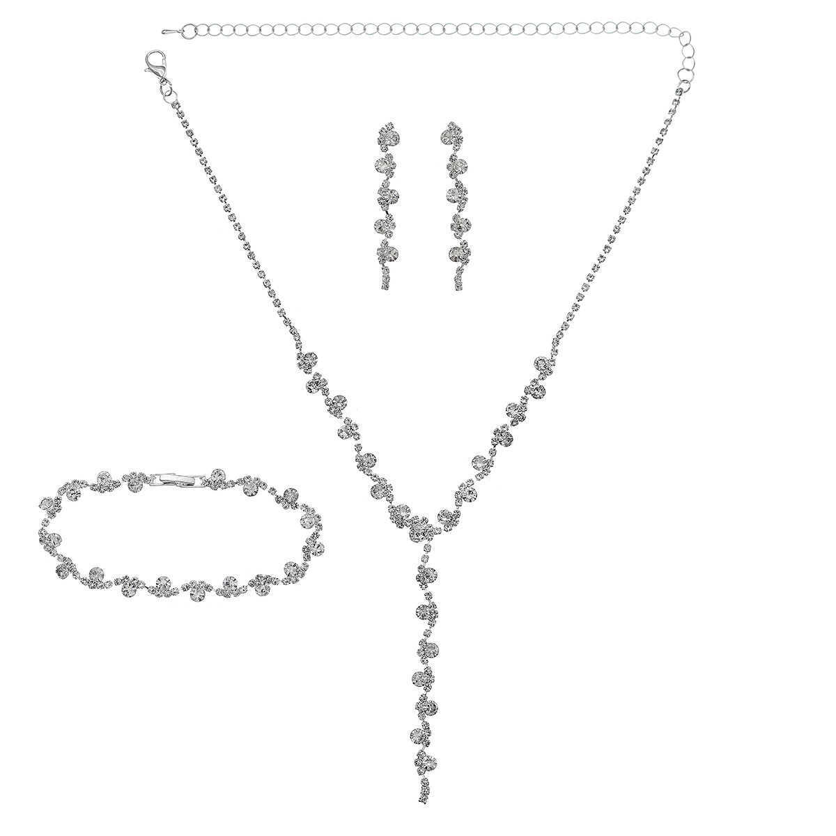 New Claw Chain Water Diamond Bridal Necklace Set Wedding Banquet Accessories Bracelet Earrings Necklace Jewelry Set W250312