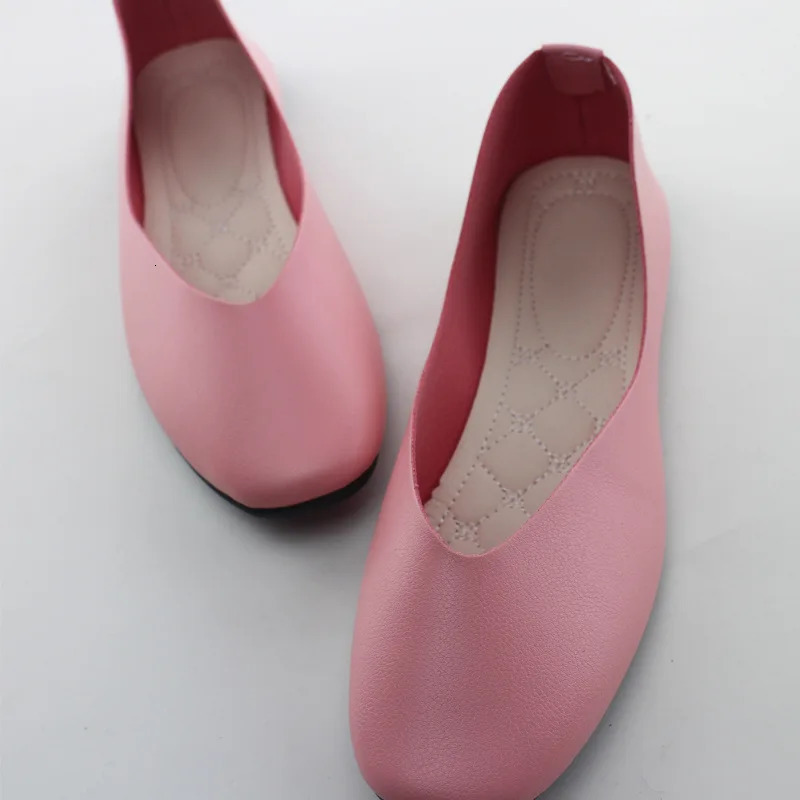 Spring Summer Shoes Woman Soft PU Leather Shallow Mouth Slip On Women Shoes Plus Size Solid Women Flats WSH2442 250305
