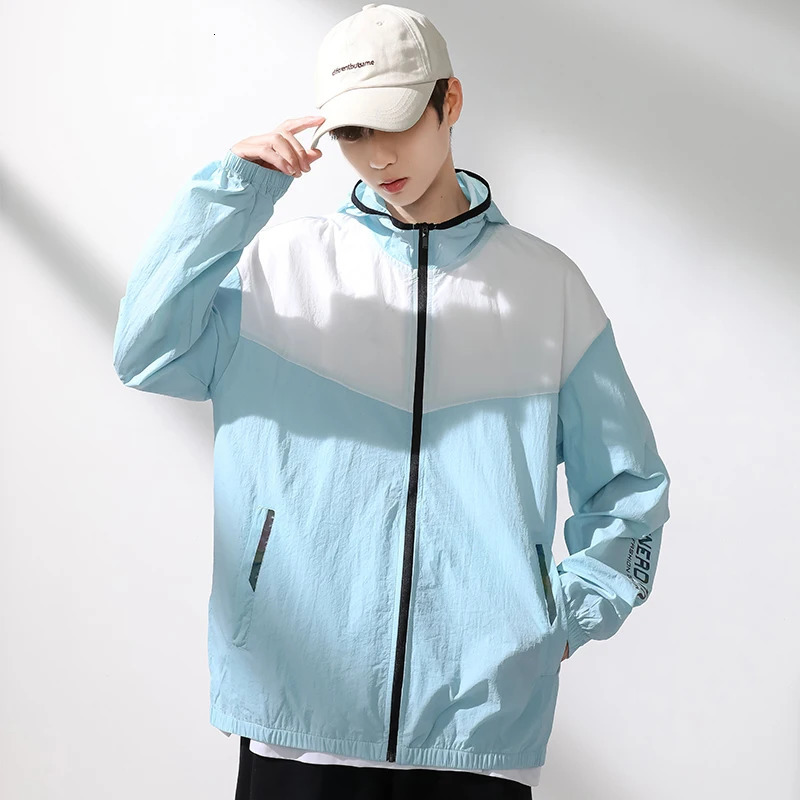 Mens Highquality Ice Silk Sunscreen Suit Ultrathin Breathable Quick Drying Outdoor Sports UV Protection Leisure Jacket 250312