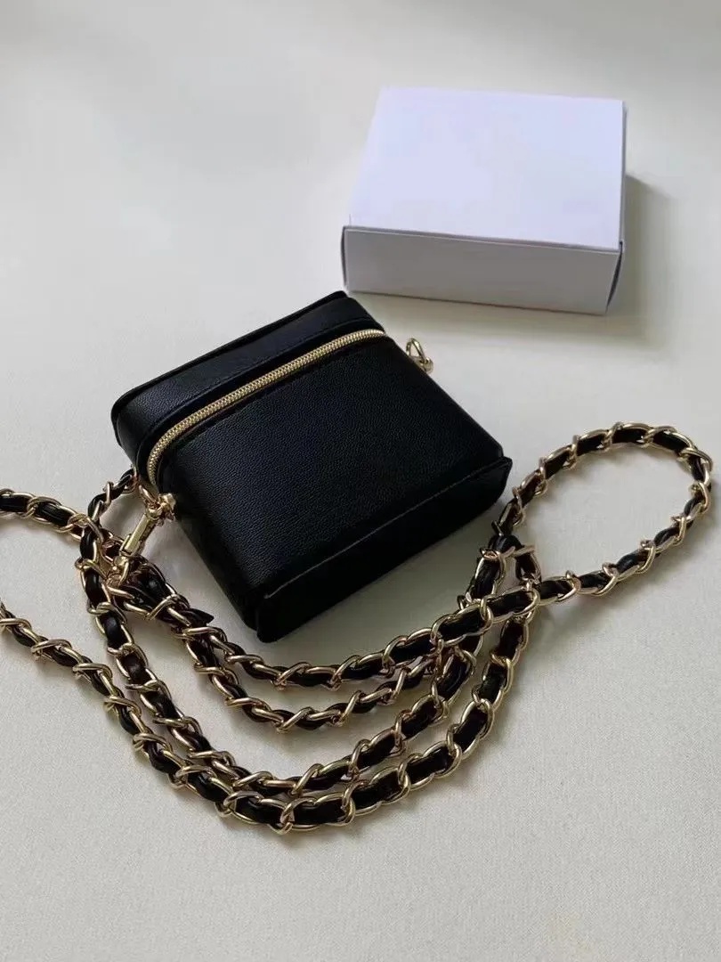 Designer Black Chain Bag Mini Change Bag Lipstick bag with Packaging coin purse Storage