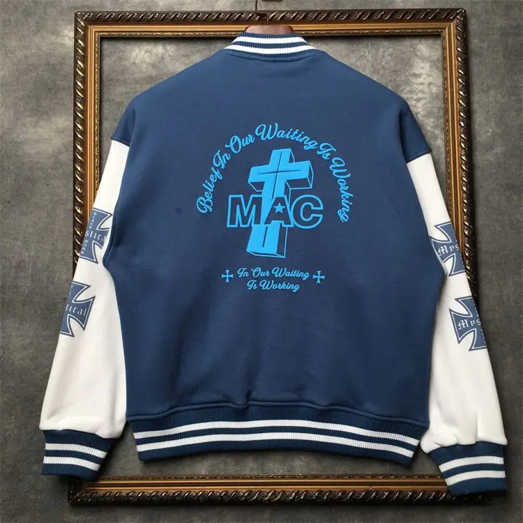 NPH Spring and Autumn Trend Baseball Set 3D Printing Cross Letter Jacket Mens Womens Long Sleeve 250312
