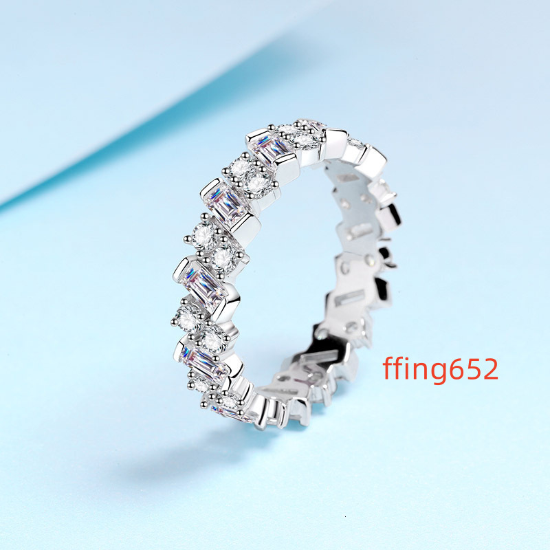 Factory Direct Sale INS Style S925 Pure Sterling Silver Moissanite Ring Luxury Engagement Women Full Diamond Ring