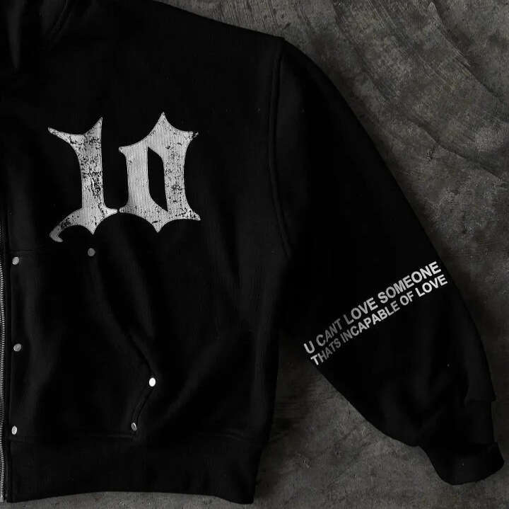 New loose and personalized hip-hop street patch fabric embroidery printing craft hooded sweatshirt