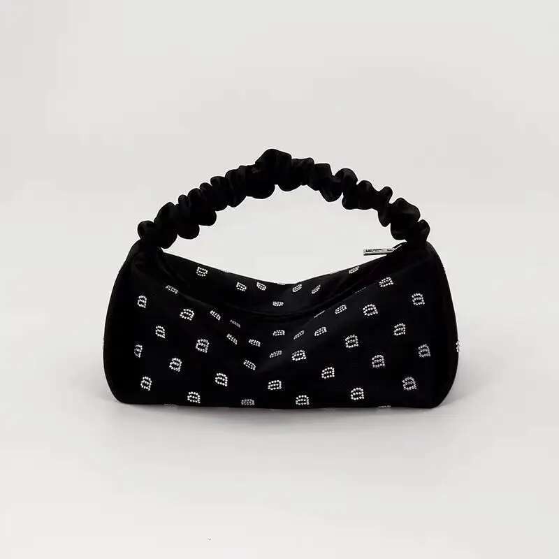 New Pure Black Satin Shiny Chain Mini Handbag Fashion Designer Women s Shoulder Crossbody Bag Trendy Wallet Cosmetics Shopping Bag 2025S New