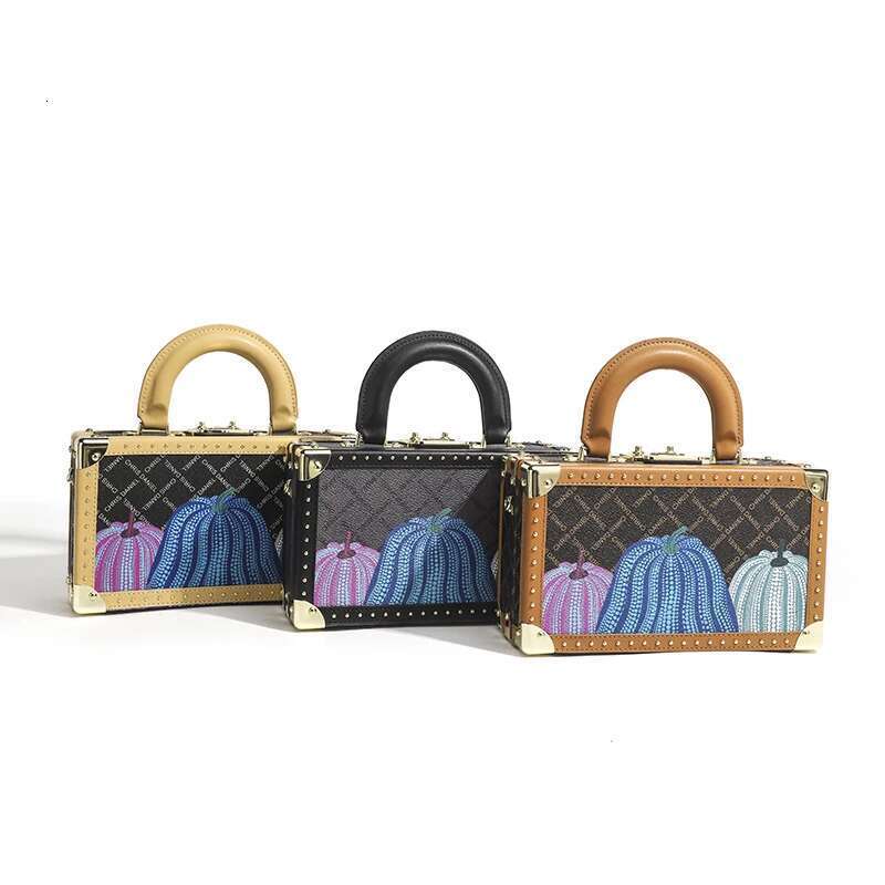 Genuine Leather Women Handbags Evening Top Handle Satchel Crossbody Bag Small Hard Purse Pumpkin Box Bags