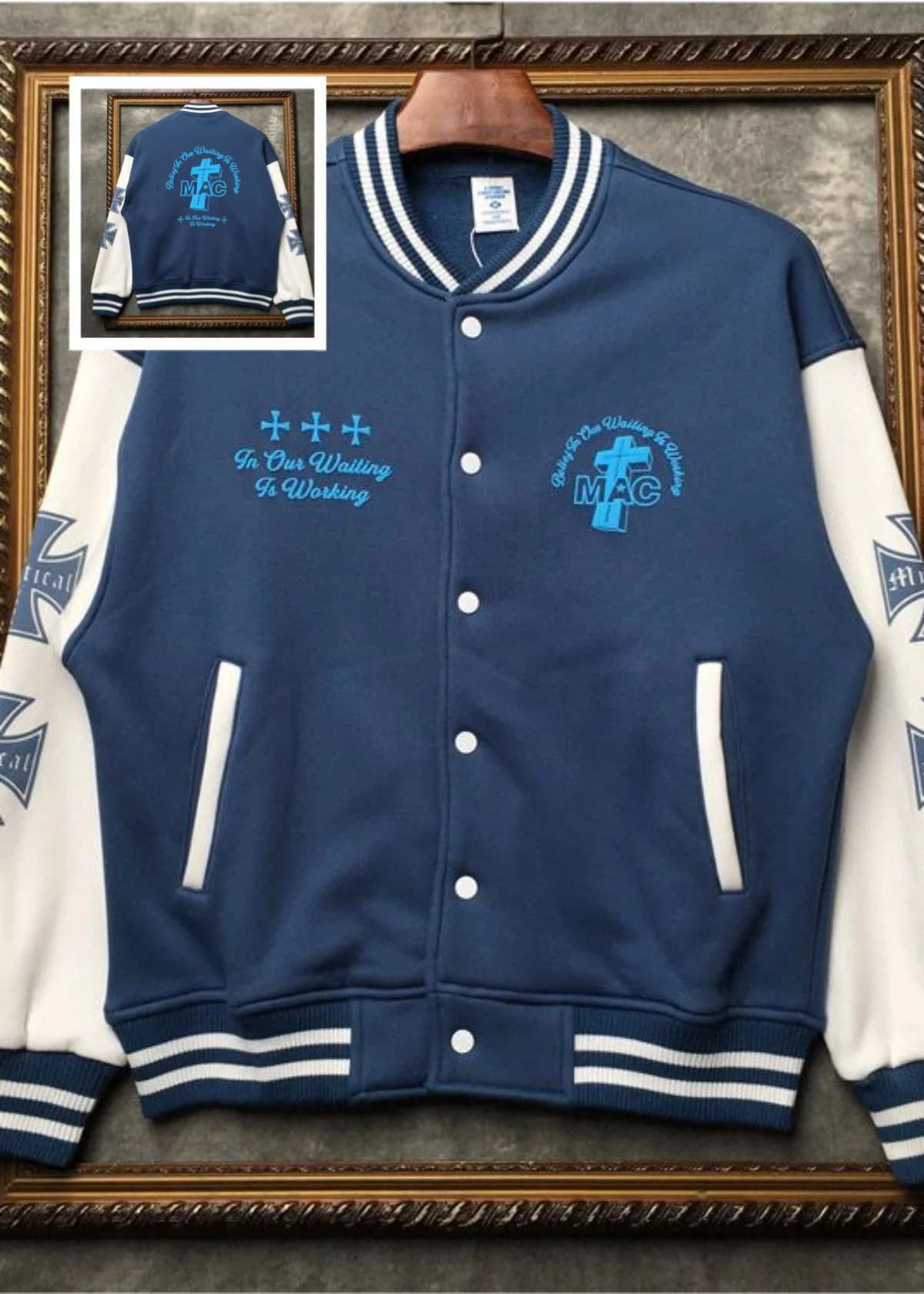 NPH Spring and Autumn Trend Baseball Set 3D Printing Cross Letter Jacket Mens Womens Long Sleeve 250312