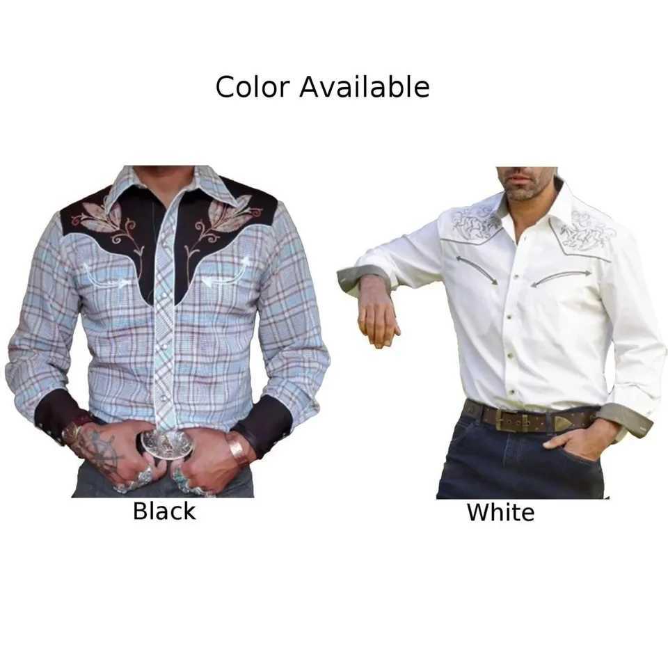 Fashionable printed mens long sleeved shirt Western style decorative slim fit shirt casual party formal shirt top W250312