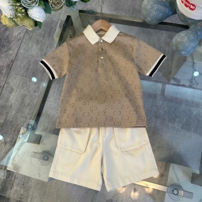 Luxury children's sportswear Designer polo Boys & Girls Clothing set Classic brand clothing set Children's Summer short sleeve two-piece set size 90cm-160cm B35