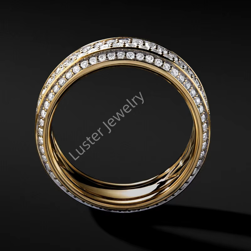 Luster Jewellery 10/14/18k Wedding Band Gold Mens Moissanite Ring