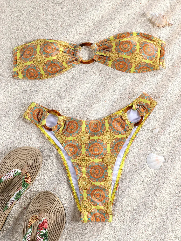 Miyouj Bathsuit High Waist swimsuit Bathwear Cut Biqunis sexy Bandage bikini set 250310