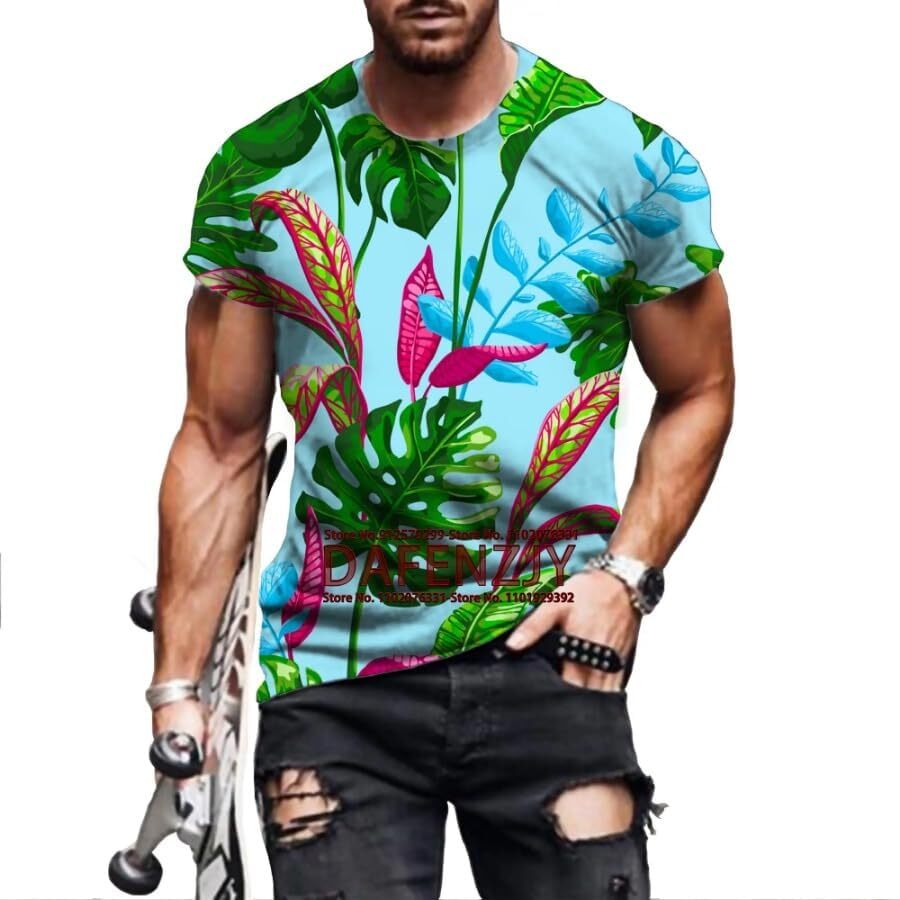 Mens T shirt New Men/Women Flowers and Leaves Pattern 3D Printed T-Shirt O-Neck Breathable Short-Sleeve Fashion Shirt tee Casual tops summer clothes c