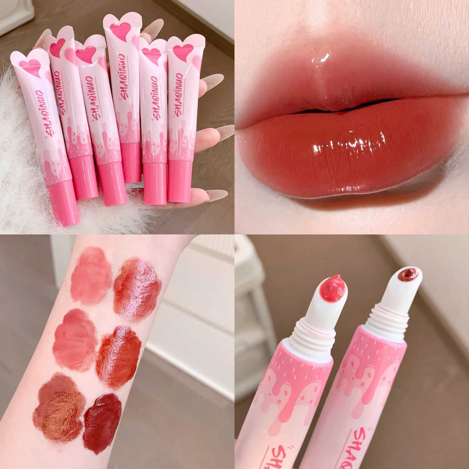 Peach Jelly Crystal lipstick Glossy Moisturizing Shining lipstick Oil lipstick Cosmetics Waterlight Liquid lipstick Coloring Makeup W250312