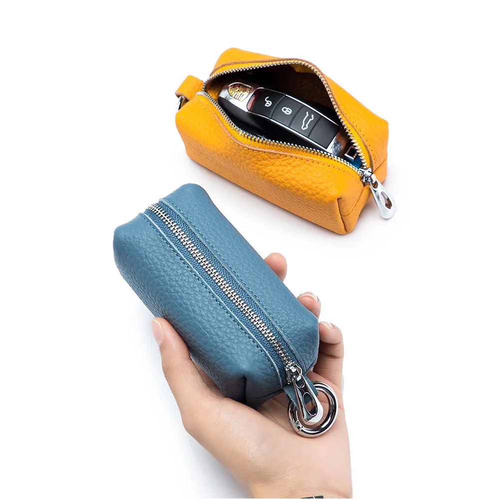 Portable Genuine Leather Key Bag Car Key Holder Purse Zipper Coin Organizer Keychain Wallet Women Men Mini Key Cover Change Bag 250311
