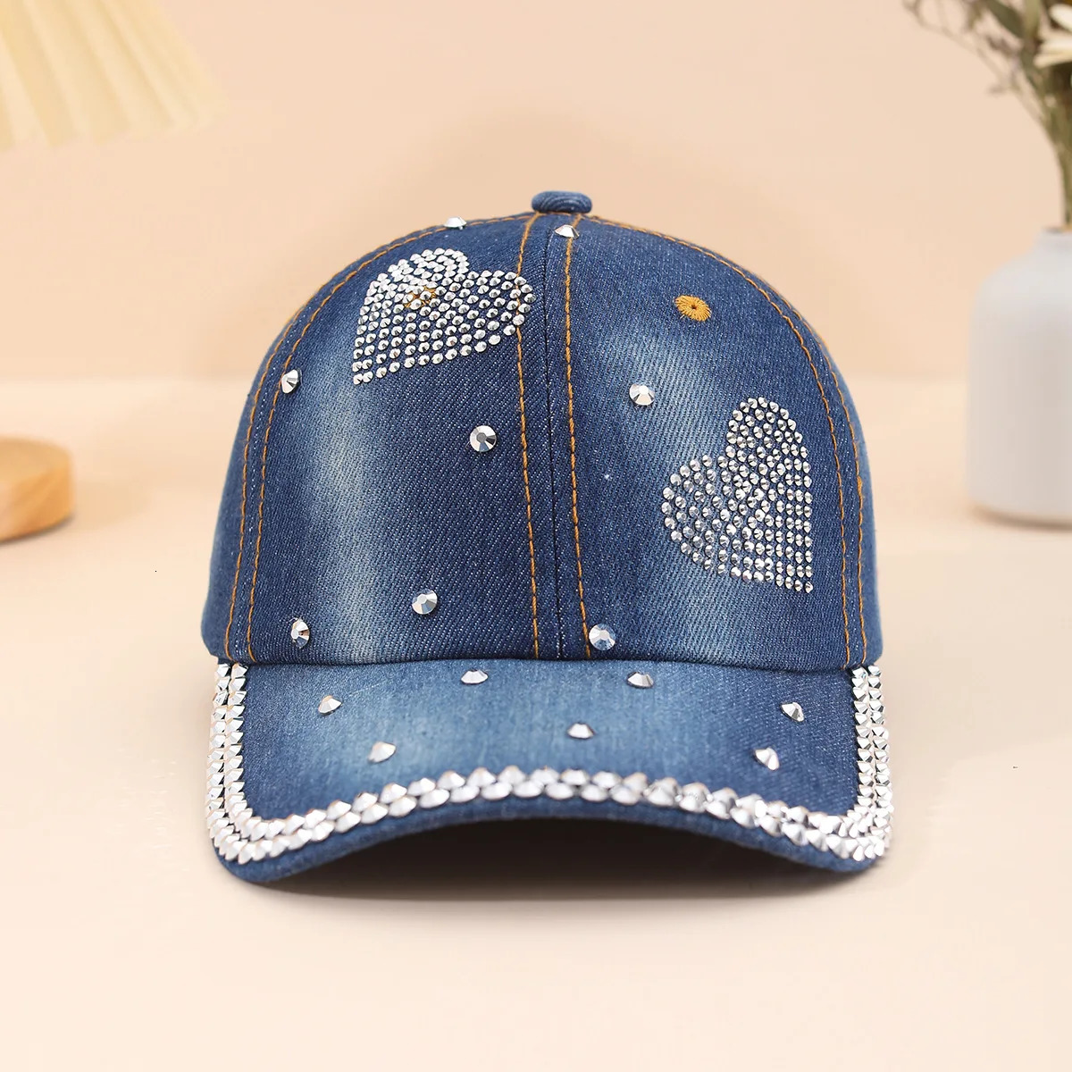 Baseball Cap Women Rivet Love Heart Cowboy Hat Summer Sunshade Fashion Vintage Hats For Casual Outdoor 250311