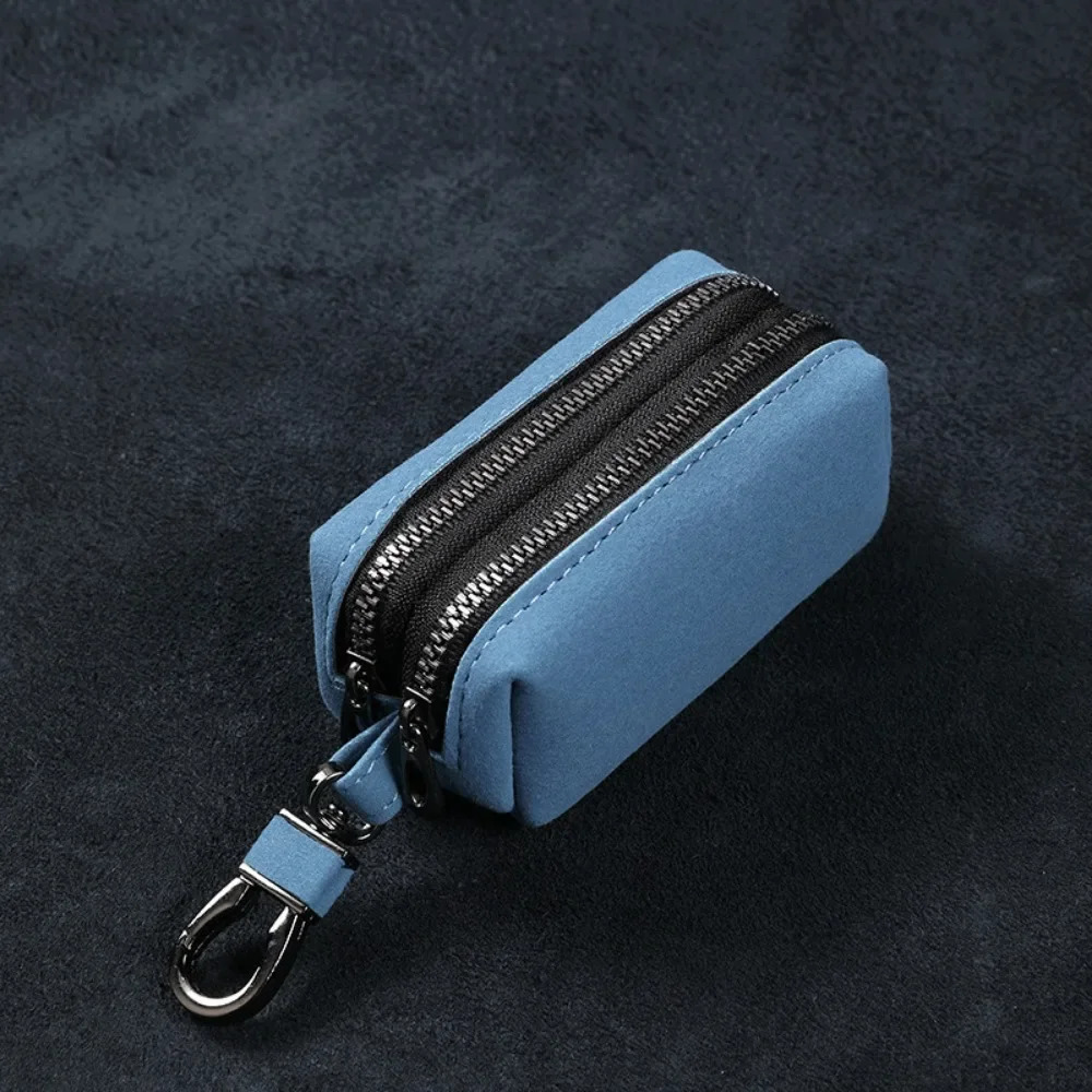 Portable Keychain Wallet for Men Women Large-Capacity Double Zipper Key Pouch Bag Suede Leather Key Case Unisex Coin Purse 250311