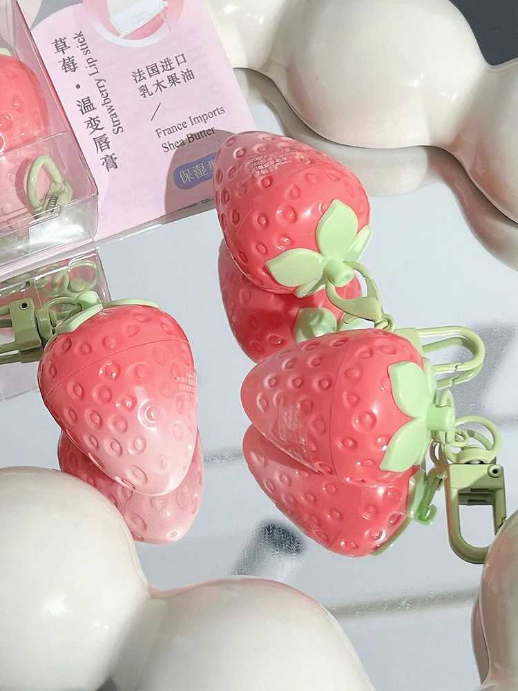Mini Strawberry Warm Change Lip Balm Moisturizing Anti-dry Easy To Carry Lipstick Colored Lip Tint for Makeup GlossXJ250312