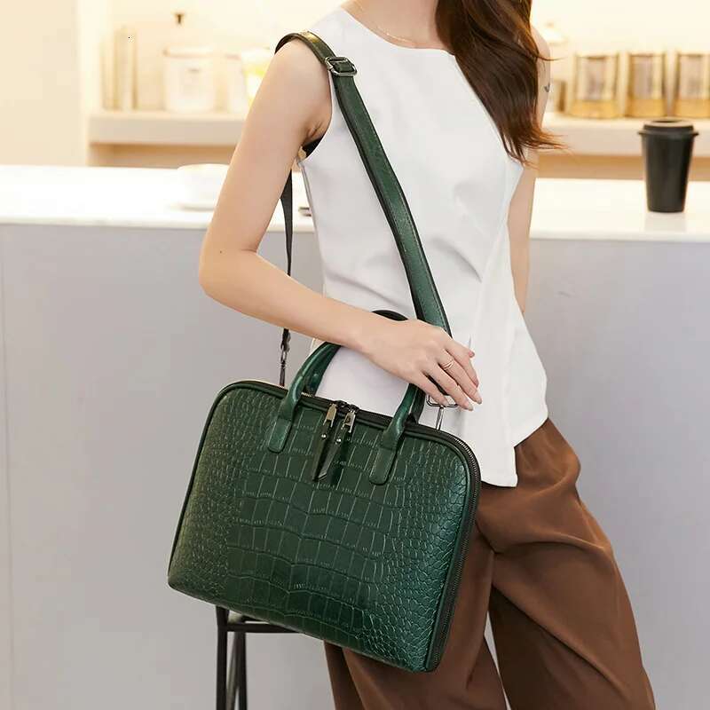 OYIER Genuine Leather Bag Women Office Laptop Briefcase For Book Air 14" Inch Hp 2025 Female Computer Handbag