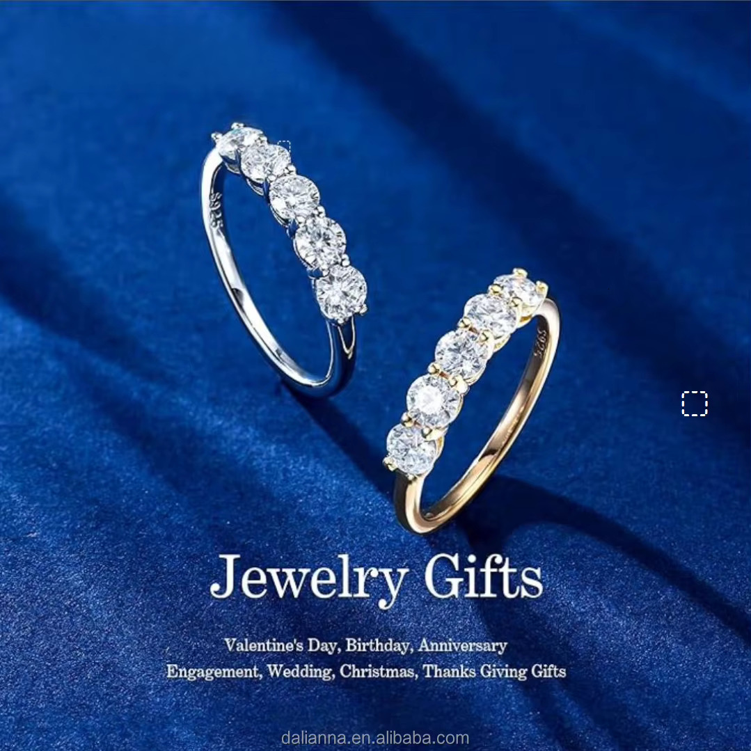 Wholesalers Single Row 4Mm Diamond Wedding Moissanite Rings 14K Gold Plating 925 Silver Moissanite Engagement Rings for Women