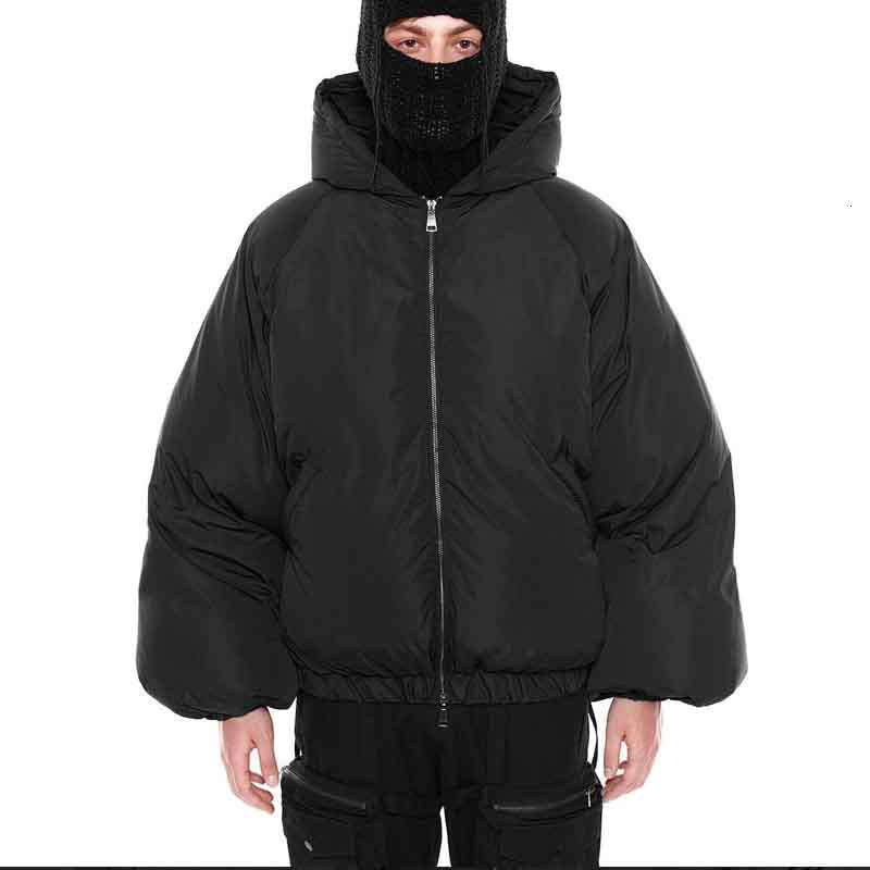 Ins Trendy Brand High Neck Black Unique Design Cotton Jacket Autumn Winter New Item For Men And Women Loose Y2k Hoodie Batch