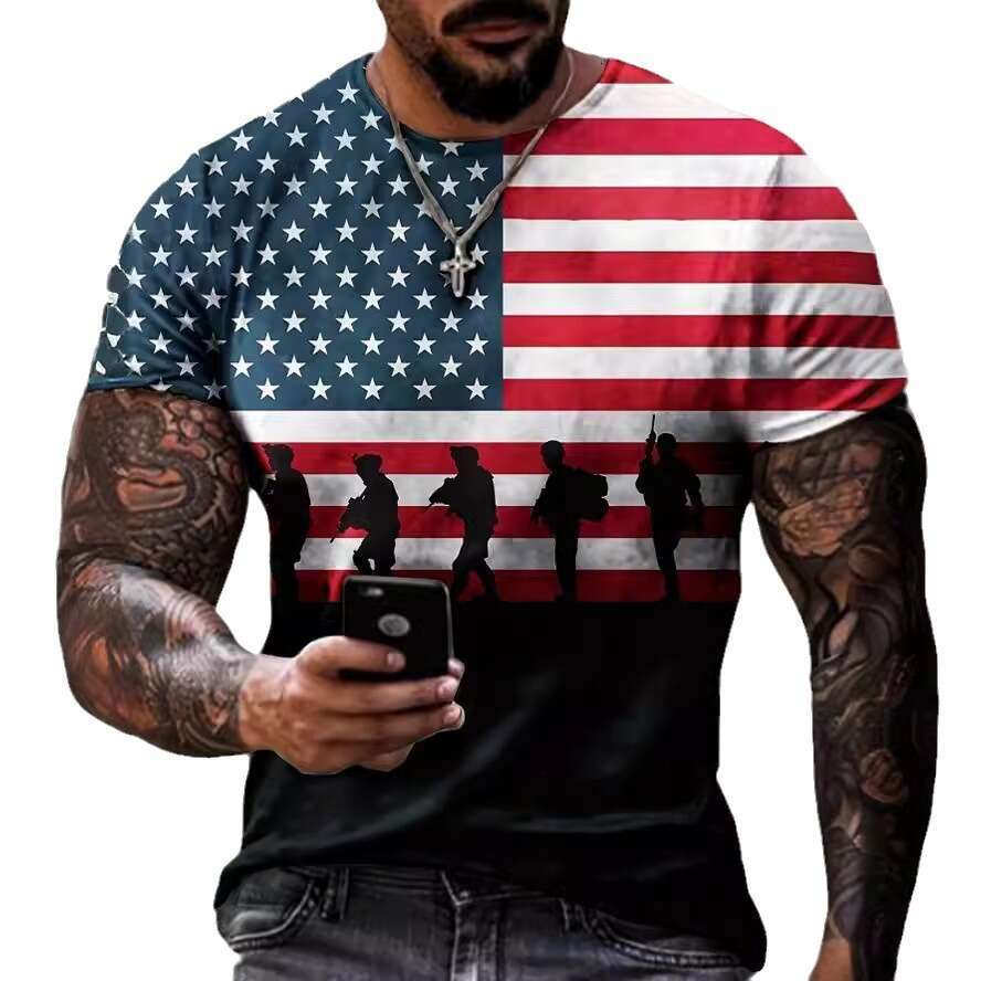 Hot selg European American men clothing, youth sports, digital printing, 3D T-shirt, short sleeved, 2025 new casual and versatile fashion clothing