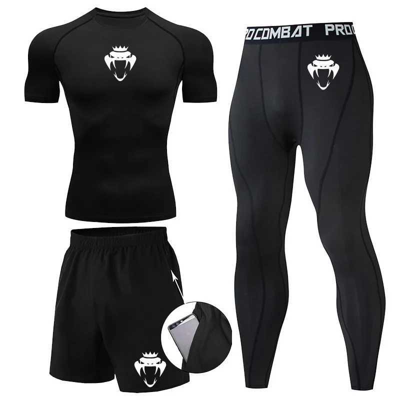 Mens compression sportswear gym tight training clothing sportswear jogging sportswear X250312