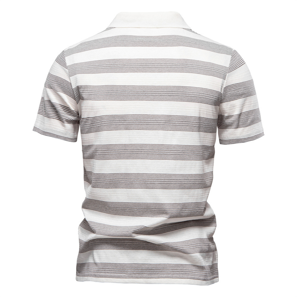 2025 tracksuit Spring/Summer New Striped Collar Men's t shirt Fashion Casual Short Sleeve European Cotton Polo Men