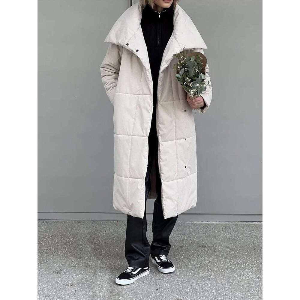 Long 2024 Winter New Loose Casual Warm Long Standing Collar Cotton Jacket