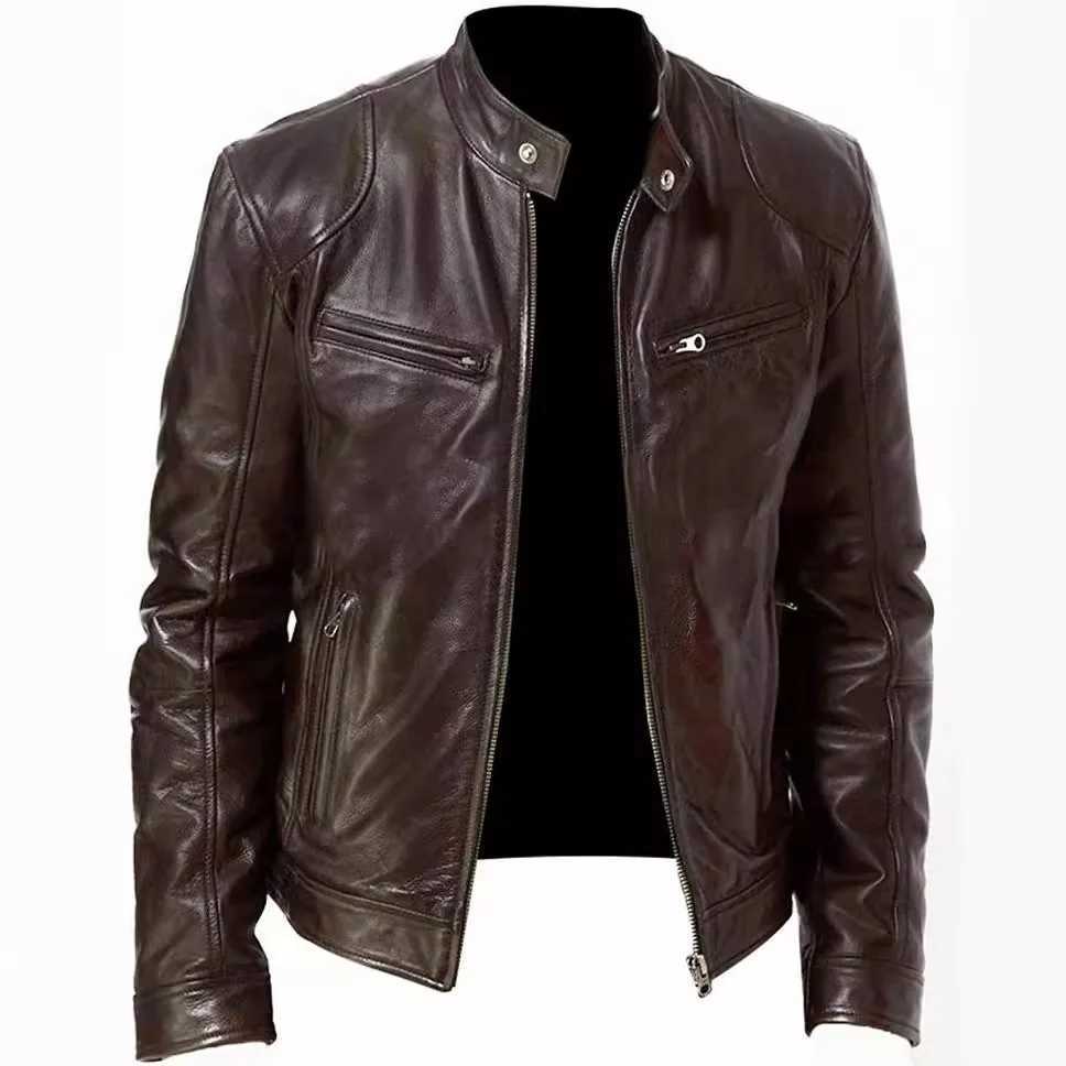 Men Coats Pu Jackets Thick Warm Coat Stand Collar Full Sleeve Zipper Jacket Open Stitch Casual Regular Autumn Winter 2024T250311