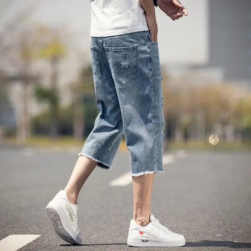 Summer casual shorts mens Jean beach Demin Trouser Hombre streetwear fashion loose Plus size D20 250312