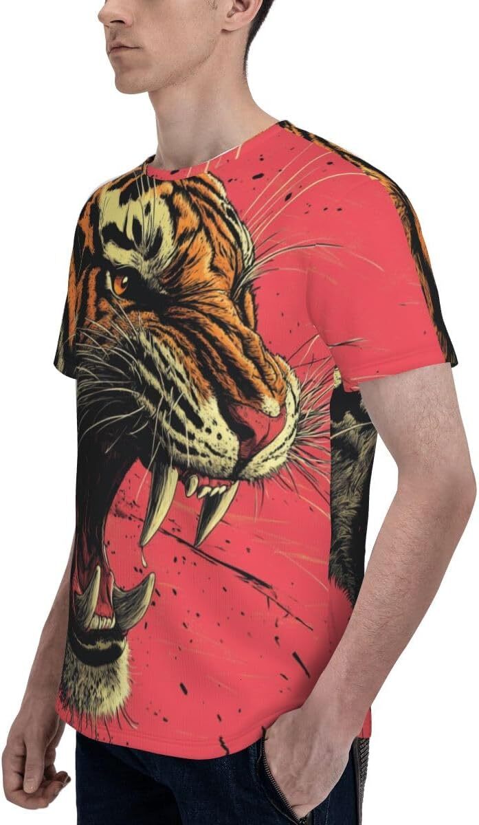 Mens T shirt Roaring Tiger 3D Pattern Printed Unisex T-Shirts Novelty Painted Tiger Graphic Men Women Short Sleeves Top tee Casual tops summer clothes