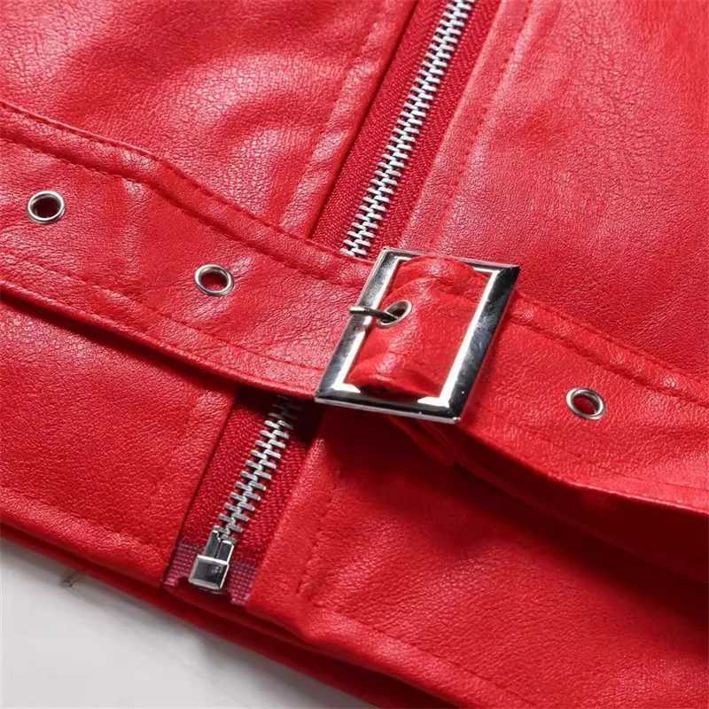 New Men Solid Color Imitation Leather Jacket Black / Red Fashion Male Oblique Zipper Biker CoatsT250311