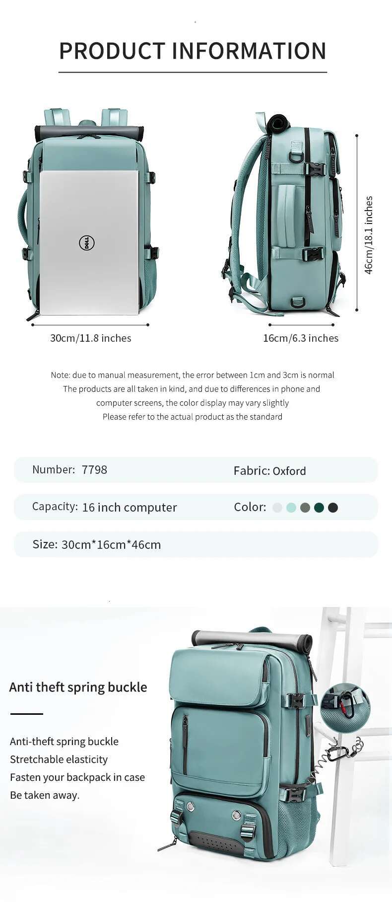 XOKY Large Boardable USB Charging Waterproof Outdoor Travel Backpack Independent Shoe Compartment 8102