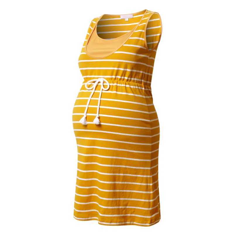 Maternity Nursing Dress Tank Summer Casual Sleeveless Breastfeeding Pregnancy Women Dresses Premama ClothesT250311
