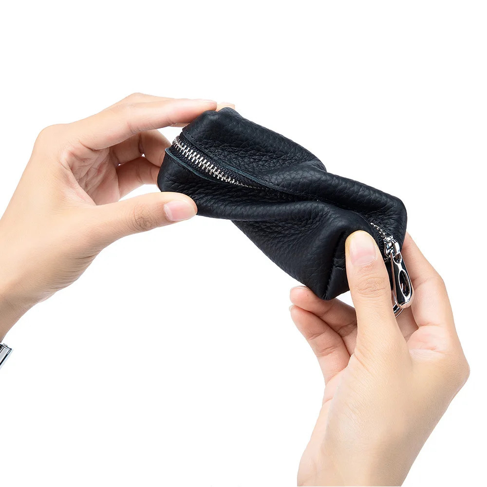 Portable Genuine Leather Key Bag Car Key Holder Purse Zipper Coin Organizer Keychain Wallet Women Men Mini Key Cover Change Bag 250311