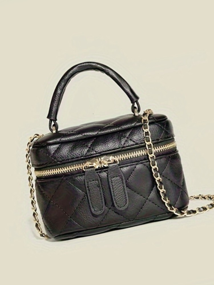 2025 New Black Gold Chain Flower Diamond Grid Shoulder Bag Fashion Designer Women s Handbag Light Luxury Crossbody Bag Wallet Storage Bag Leisure Mini