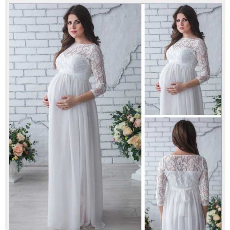 Pregnant Mother Dress Maternity Photography Props Women Pregnancy Clothes Lace Dress For Pregnant Photo Shoot ClothingT250311