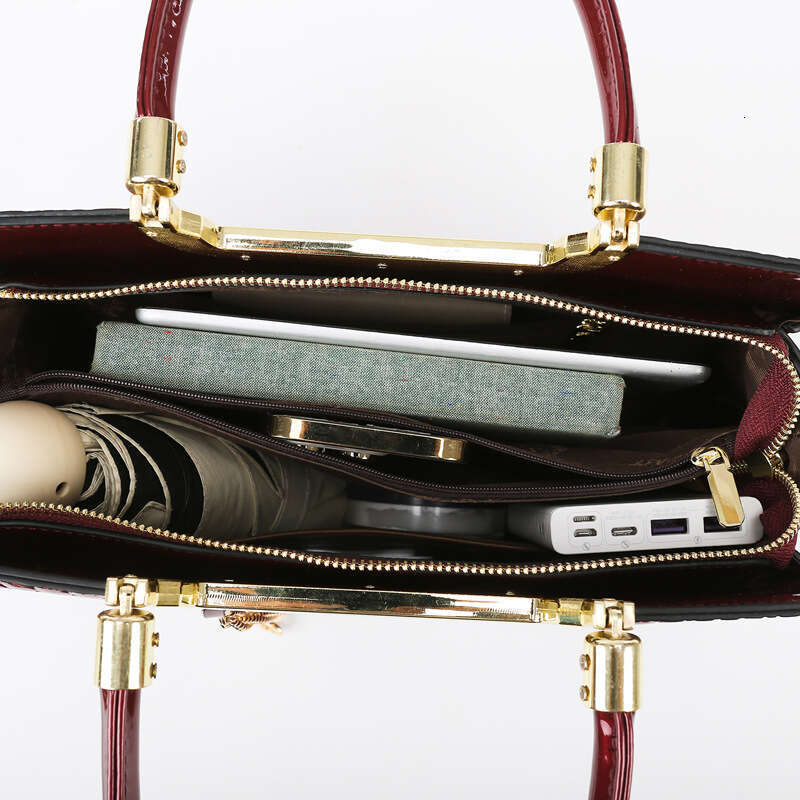 Women's Bags handbag Ladies' handbag fashionable and high-end crocodile pattern shoulder new hot selling patent leather crossbody bag, large